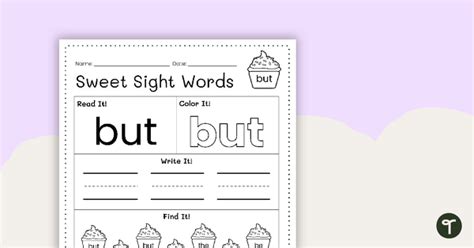 Sweet Sight Words Worksheet But Teach Starter