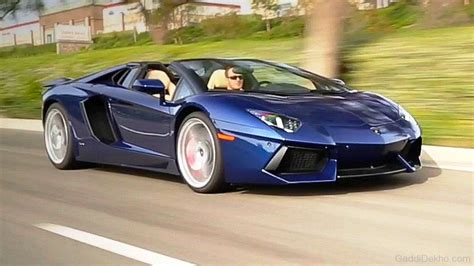 Blue Lamborghini Aventador Convertible Car Pictures Images
