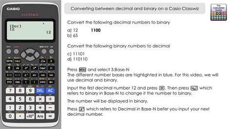 Converting Between Decimal And Binary On Casio Classwiz Fx 991ex