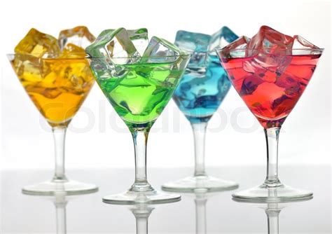 Arrangement Af Farverige Cocktails Med Stock Foto Colourbox