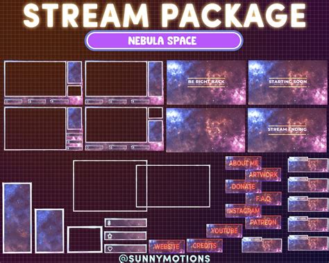 Full Animated Twitch Stream Overlay Package Nebula Colorful Etsy