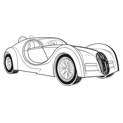 Bugatti Auto Deportivo Para Colorear Hoja Esquema Boceto Dibujo Vector