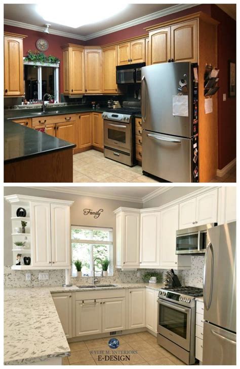 It is a great way to showcase how white dove is a warmer white. E-Design - An Oak Cabinet Makeover with White Dove ...