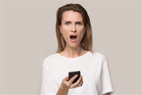 Mad Young Woman Hold Cellphone Frustrated By Phone Malfunction Stock Image Image Of Client