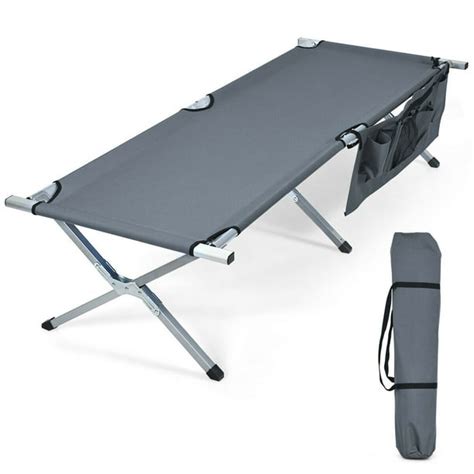 Gymax Folding Camping Cot Heavy Duty Camp Bed W Carry Bag For Traveling Vocation Beach Walmart