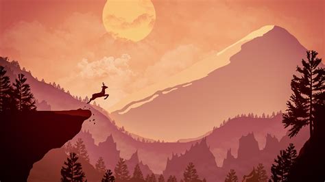 1920x1080 Deer Jumping Out From Mountain Minimalism Laptop Full Hd