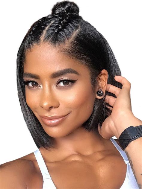 Super Short Lace Front Human Hair Wigs Deep Part Straight