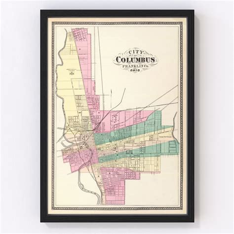 Vintage Map Of Columbus Ohio 1872 By Teds Vintage Art