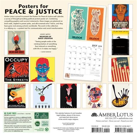 Poster For Peace And Justice 2018 Wall Calendar Wall Calendar