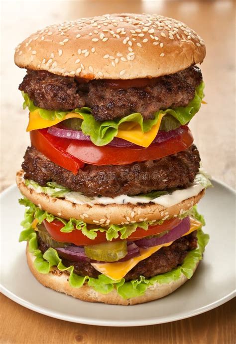 Big Triple Cheeseburger Stock Photo Image Of Junkfood 38308120