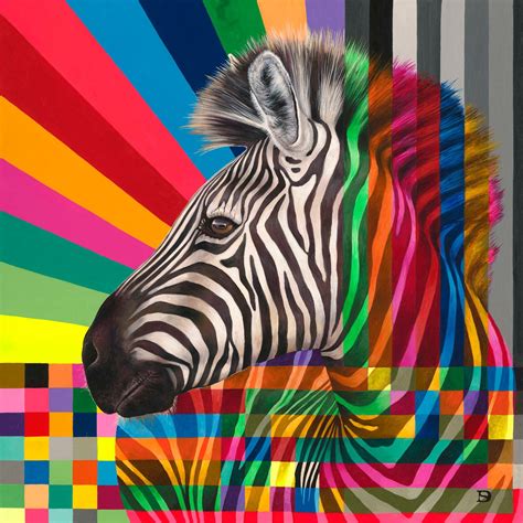 Wildlife In Colour Zebra Signed Print Whimsical Collection