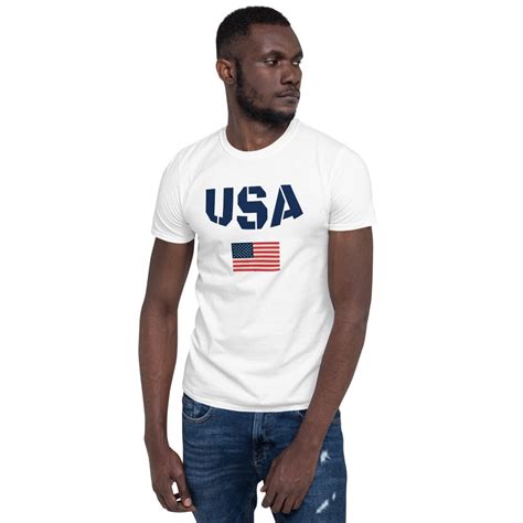 Usa Flag Sleeve Unisex T Shirt Etsy