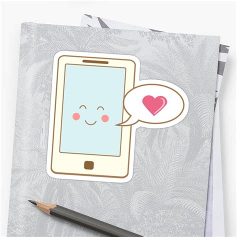 Cute Smartphone Sending Love Stickers By Gennybunny Redbubble