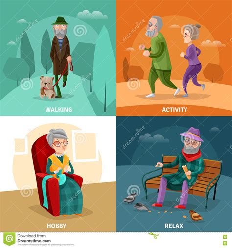 Old People Cartoon Concept Stock Vector Illustration Of Infographics