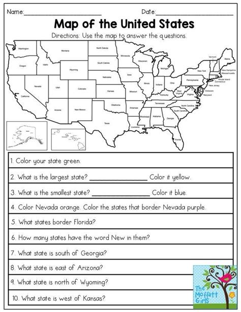 Free Us Map Elementary Worksheet Social Studies Worksheets Social