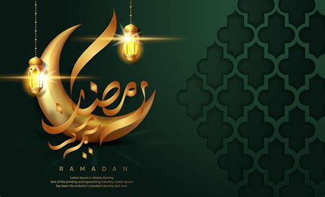 Green Ramadan Kareem With Calligraphy Message In Moon In 2021 Ramadan