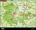Mappa di Turingia con la rete di trasporto Immagine e Vettoriale - Alamy