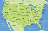 Map of states and major cities in the United States Stock Images