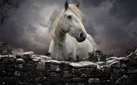 White Horse At The Fence Hd Desktop Wallpaper Widescreen High