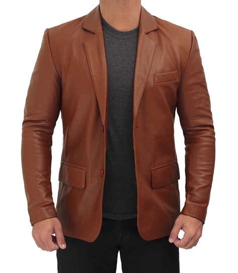 Brown Leather Blazer Men Free Shipping Australia