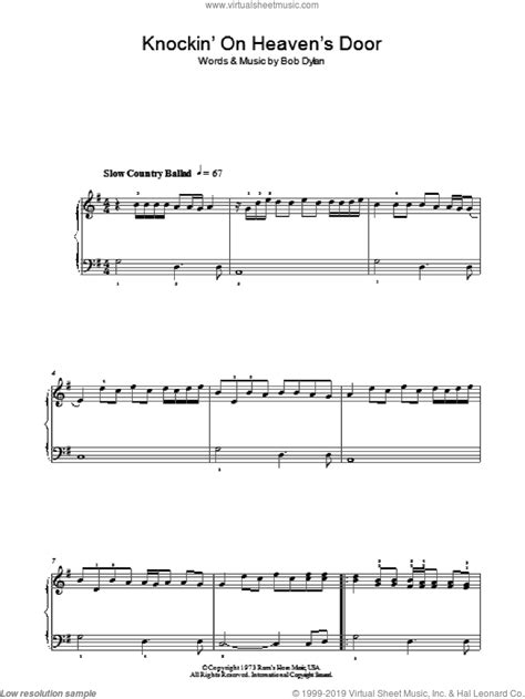 About knockin' on heaven's door. Dylan - Knockin' On Heaven's Door sheet music (easy) for piano solo