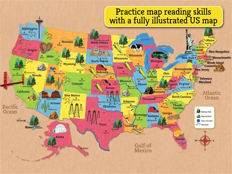 Illustrated Map Of The Us For Kids Maps Com Com