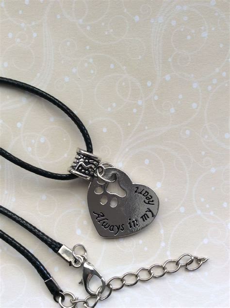 Always In My Heart Charm Necklace Paw Pet Remembrance Etsy Uk Heart