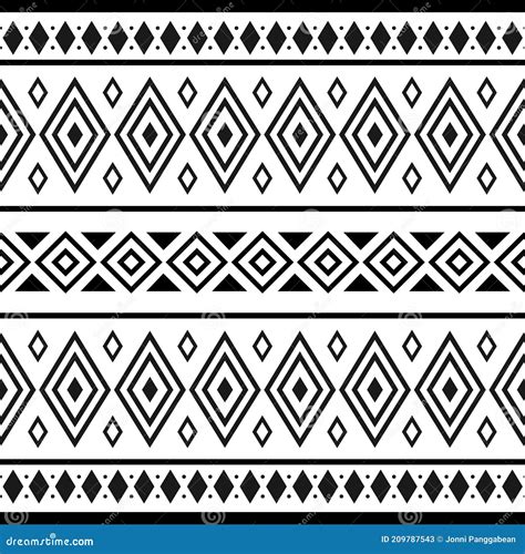 Black And White Tribal Ethnic Pattern With Geometric Elements