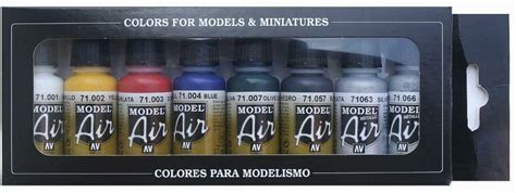 Vallejo Model Air Basic Colors Acrylic Paint Set For Air Brush
