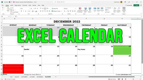 Add An Editable Calendar To Microsoft Excel Youtube