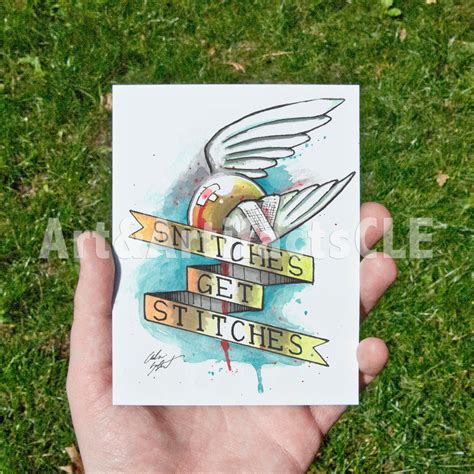 Snitches Get Stitches Harry Potter Golden Snitch Watercolor - Etsy UK