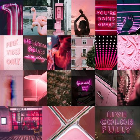 Pink Aesthetic Wall Collage 70 Pcs Light Boujee Art Etsy Canada