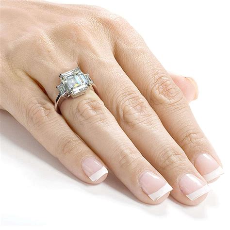 5 12 Carat Tw 3 Stone Emerald Moissanite Engagement Ring