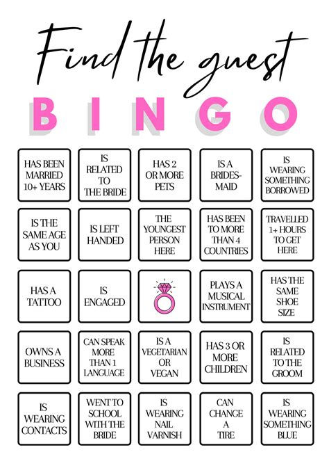 Find The Guest Bingo Hen Party Bachelorette Party Fun Etsy