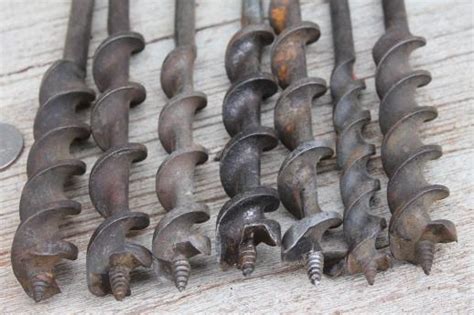 Vintage Wood Auger Bits Lot Of Assorted Brace And Bit Drills Old Tools