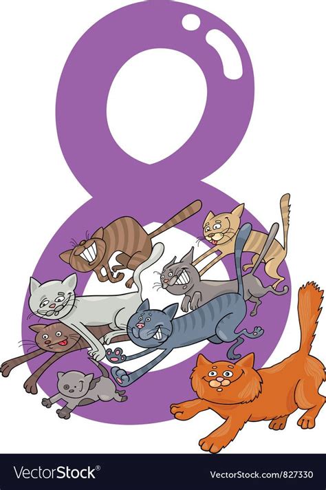 Cartoon With Number Eight And Cats Download A Free Preview Or High