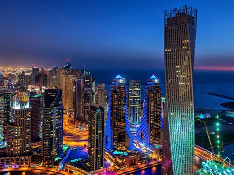 Fondos De Pantalla Dubai Ciudad Noche Luces Edificios Rascacielos