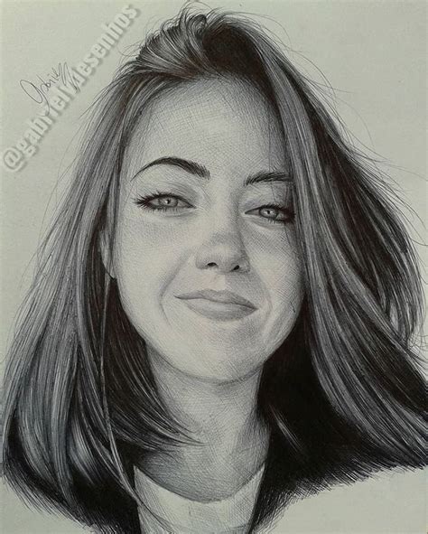 A Pencil Drawing Of A Womans Face