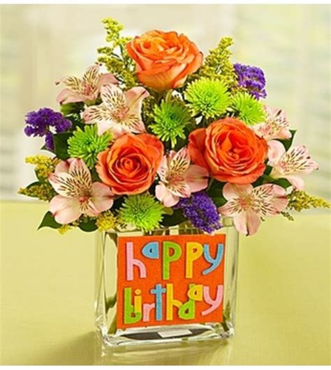 Birthdays are perfect occasions to shower your dear ones with gifts and wishes in honor of try a fun, colorful bouquet of long stemmed red roses that comes along with a box of heart shaped cookies or chocolates which are sure to melt her heart. Happy Birthday Bouquet in Rectangle Vase - Sunrise, FL Florist