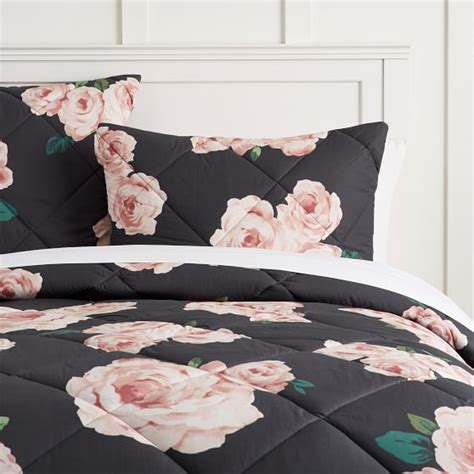 Black And Blush Bed Of Roses Girls Comforter Pottery Barn Teen