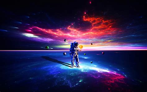 Download Astronaut Space Suit Dark Landscape Art Wallpaper