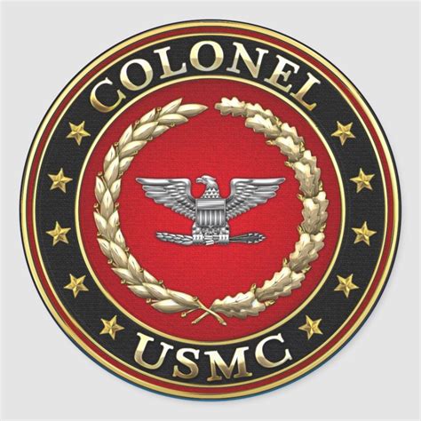 Us Marines Colonel Usmc Col 3d Classic Round Sticker Zazzle