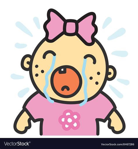 Cartoon Crying Baby Girl Isolated Royalty Free Vector Image