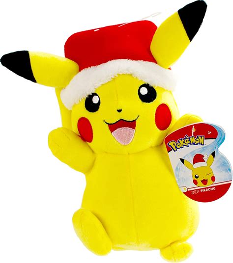 pokemon pikachu holiday seasonal plush 8 inch plush toy includes santa hat