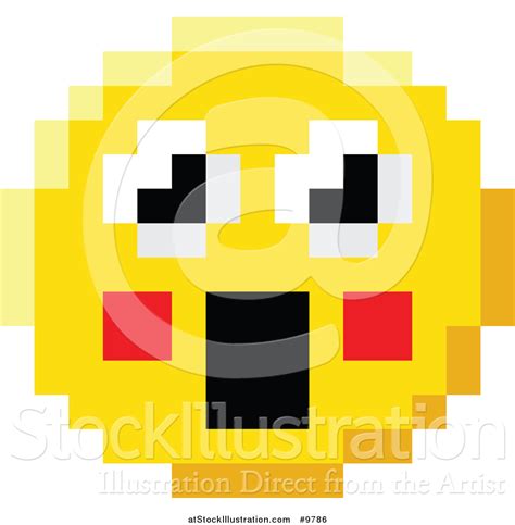 Vector Illustration Of A Surprised 8 Bit Video Game Style Emoji Smiley