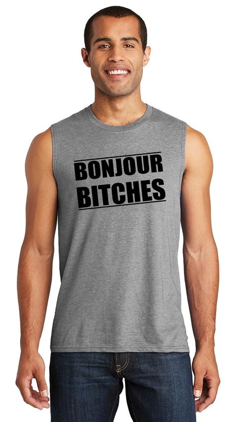 Mens Bonjour Bitches Muscle Tank French Party College Ebay