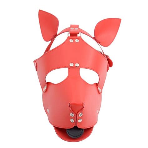 Großhandel Schwarz Rot Leder Hunde Bdsm Maske Bondage Fesseln Cosplay Maske Kostüm Erotische Sm