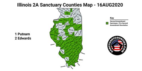 Illinois Second Amendment Sanctuary Counties Map August 16 2020