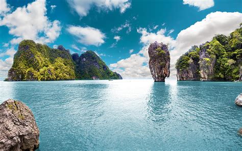 Thailand Phuket Rocks Tropical Islands Ocean Sea Summer Travel