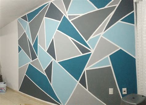 Triangulos Azules Tres Tipos De Grices Accent Wall Bedroom Paint